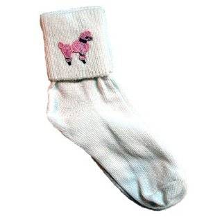 50s Fashion Child Sz 6 8 Bobby Socks w Pink Poodle