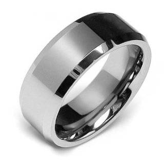  8MM Dome Two Tone Black Tungsten Ring Wedding Band Size 8 