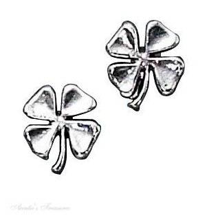  Good Luck Sterling Silver Four Leaf Clover Earrings: Eves 