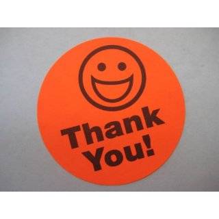   CIRCLE BIG THANK YOU SMILEY LABEL STICKERS Yellow: Office Products