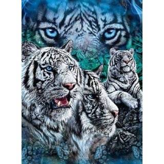 Signature Collection 12 White Tigers Soft Plush Queen Size Blanket