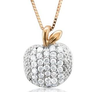   White Gold Pink Tourmaline Apple Pendant with Diamond Accent Jewelry