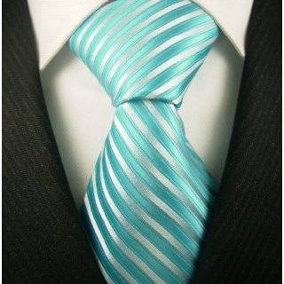  100% Silk Woven Aqua/Pool Twill Paisley Tie: Clothing