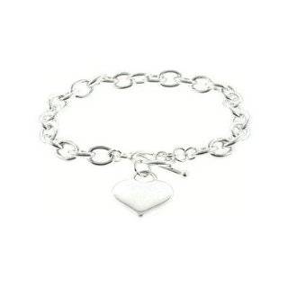 Designer Inspired Silver Heart Charm Toggle Bracelet Links Of Love