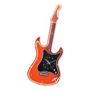   Saving   Rock n Roll Never Die Red Hot Neon Guitar Shape Clock