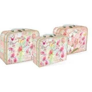 Orchid Tapestry Punch Studio Set of 3 Nested Suitcase Boxes
