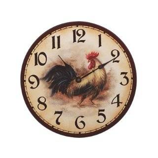  Wood Wall Clock   Rooster Design: Home & Kitchen
