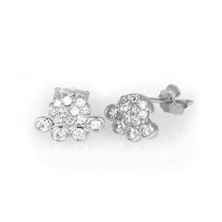  Sterling Silver Paw Print Stud Earrings: Jewelry