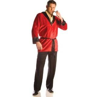    Hugh Hefner Style Bachelor Smoking Jacket Robe Red: Clothing