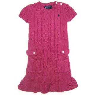   Lauren Toddler Girls Cable knit Dress in Navy, Pink Pony: Clothing