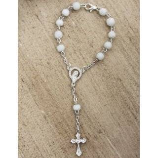   Mini Rosary Bracelet with Silver Plated Chain, Crucifix & Shiny Beads