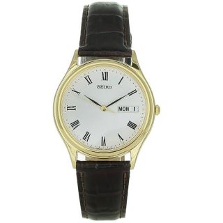 Seiko Mens Casual Black Leather Strap Watch