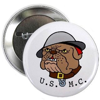 USMC Marines Bulldog Tattoo 2.25 Button by TattooArtShirts
