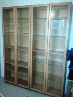 Tall Bookcase Billy Beech Glass Doors Ikea Adjustable Storage