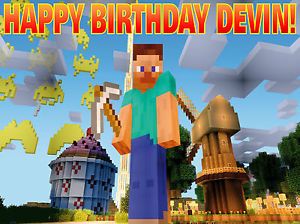 Personalized Edible Cake Frosting Image Topper B Day Supplies Minecraft Steve
