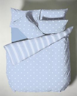 Discount Blue White Spot Stripe Reversible Boys Single Duvet Cover Set