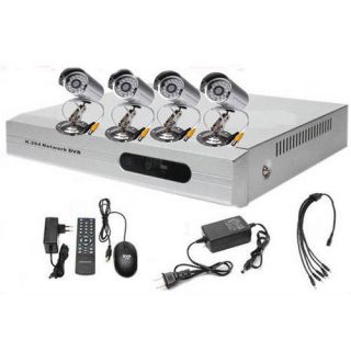 4CH CCTV DVR Security System 4 Night Vision Cameras Kit Home Garden Video Audio