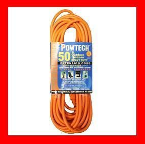 50' Foot Outlet Electrical Extension Power Cord Outdoor Indoor