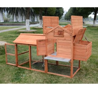 Pawhut Deluxe Wood Chicken Coop Next Box Poultry Hen House ...
