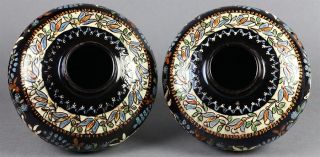 From A Private Collection … Antique Thoune Majolika Pair Floral Vases 19th C
