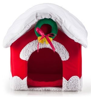 Cute Red Christmas Dog House Pet Dog Cat Bed House Small