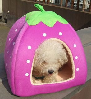 Soft Strawberry Pet Dog Cat Bed House Kennel Doggy Warm Cushion Basket 4 Color