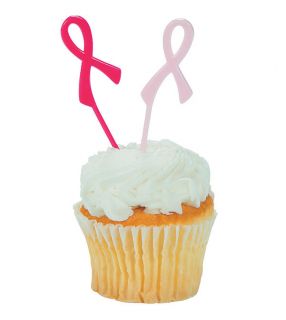 72 Cupcake Picks Cake Breast Cancer Pink Ribbon Awareness Fundraiser Walk