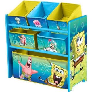 Child Toddler Storage Multi Bin Toy Box Chest Organizer Sponge Bob Square Pants