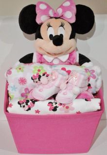 Minnie Mouse Luxurious Disney Baby Girl Shower Hamper Gift Set Brand New