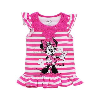 Pink Girl Minnie Mouse Costume Striped Ruffle Trim Top Shirt T Shirts 4 5 6 6X