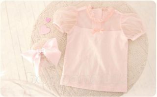 Lovely Kids Toddlers Girls Short Sleeves Cotton Tulle Tops Shirts Ages 1 6Y