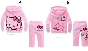 New Baby Kids Girls Outerwear Long Pants Set Clothes Girls Costume "Kitty" C67