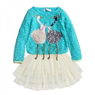 1pc Kid Baby Girl Swan Dress Knit Top Tulle Skirt Tutu Costume Clothing 2T 4T