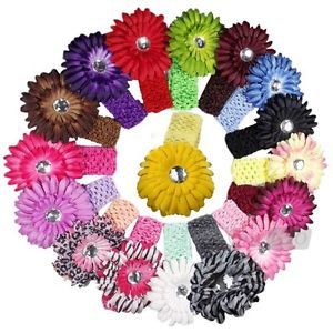 17 Colors Flower Baby Hair Bow Clip Crochet Headband