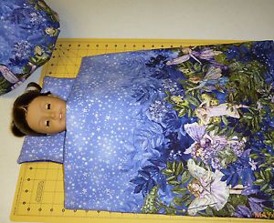 3 PC Doll Bedding Angel Fairy Blanket Pillow Bean Bag Chair 18" Doll Size