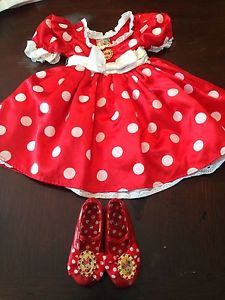 Toddler Girl Disney Store Minnie Mouse Costume Dress Size 2 3 and Shoes Size 7 8