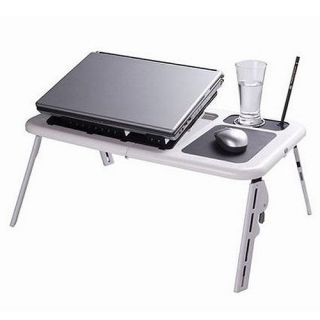Laptop Lap Desk Foldable Table E Table Bed with USB Cooling Fans Stand TV Tray