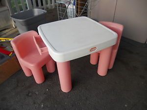 Little Tikes Pink And White Child Size Table And Chairs Used