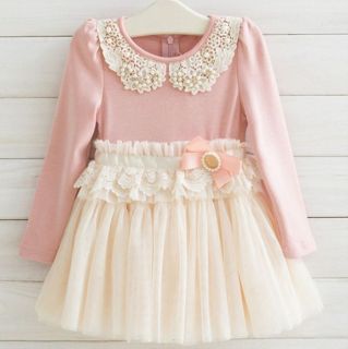 Latest New Pink Red Baby Girls Kids Spring Fall Dress 4 Sizes 2 6 Years KK11
