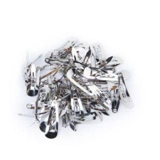 50pc x 30mm Snap Clips for Baby Girls Hair Bows Silver