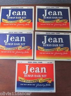 Lot 5 1940s Vtg Nylon Dark Brown Human Hair Nets Hairnets Beauty Salon USA