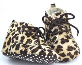 Leopard Infant Toddler Baby Girl Crib Mary Jane Shoes Size 19 21 23