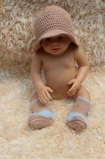 Cute Handmade Knit Crochet Cowboy Baby Hats Boots Shoes Newborn Photo Prop New