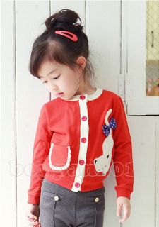 New Kids Toddlers Girls Lovely Cat Long Sleeve Cotton Top Coats Jackets AGES1 7Y