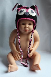 Cute Gorgeous Baby Toddler Owl Hat Beanie New Black Pink Flower Newborn to 3Year