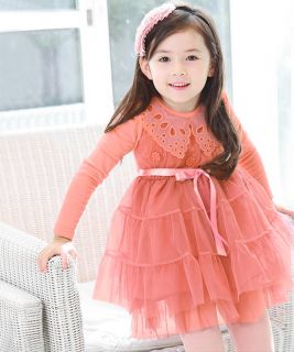 Girls Kids Toddlers Long Sleeve Tulle Dress Lace Collars Age 2 9Y Clothing EP98