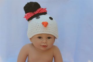 Cute Handmade Baby Knit Crochet Knit x mas Santa Snowman Hat Newborn Photo Prop