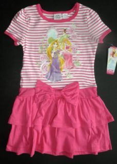 Disney Girls Princess or Minnie Mouse Short Sleeve Shirt Dress 2T 4