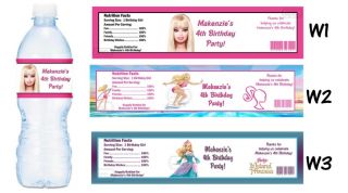 Barbie Mermaid Tale Printed Water Bottle Labels Birthday Party Favors
