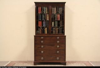 Georgian English Antique 1840 Secretary Desk Bookcase
